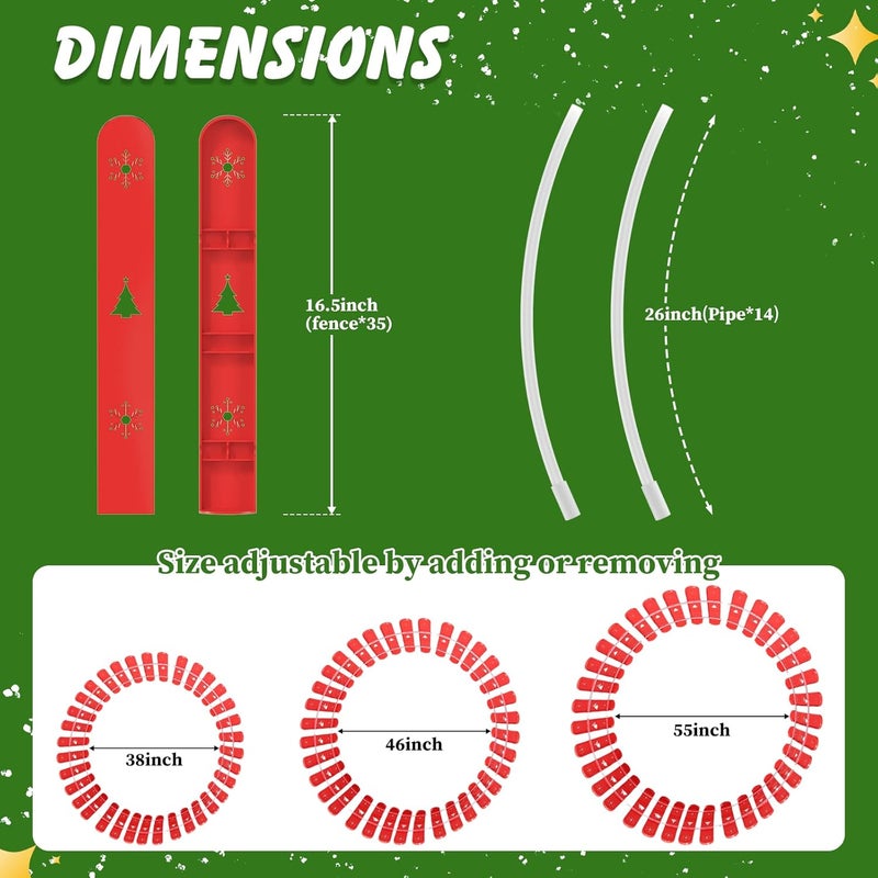 CALCHELE Christmas Tree Fences Party Decoration 35Pcs Red - Image 3